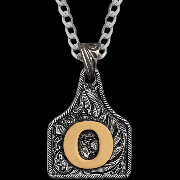 Medium Initial Cow Tag Necklace 